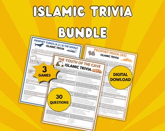 Islamic Trivia Game Bundle | Islamic Games | Muslim Trivia | Quran Quiz | Islamic Game Night, Muslim Family fun | For Kids, Teens & Adults.