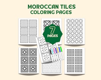 Moroccan Tile Coloring Pages | Islamic Geometric Patterns | Printable Digital (PDF & PNG)