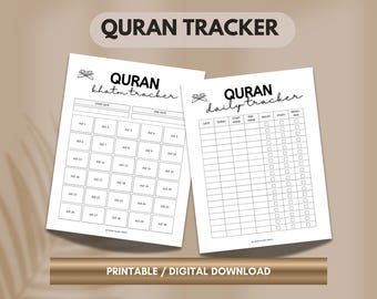 Quran Tracker, Printable Ibadah Tracker, Islamic Planner Quran Planner, Printable PDF, Digital Download