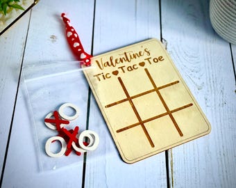 Valentine's Day Tic Tac Toe Children's Gift Classroom Gift Laser Cut File