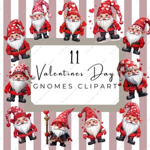 11 Valentines day Gnomes - PNG Transparent background, JPG, Digital Download