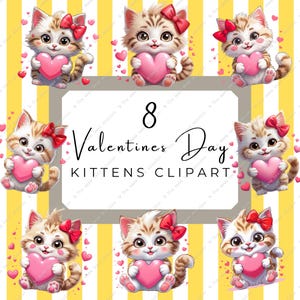 8 Valentines Day Kittens Clipart
