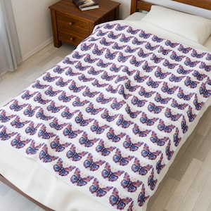 Schmetterling Muster Samt Plüschdecke, gemütliche Wohnkultur, weicher Überwurf für Wohnzimmer oder Schlafzimmer, Geschenk für sie, saisonale Snug