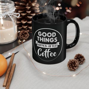 Coffee Lover&#39;s Black Mug - Perfect Gift for Coffee Addicts, Motivational Mug for Home, Office, Gift for Friends