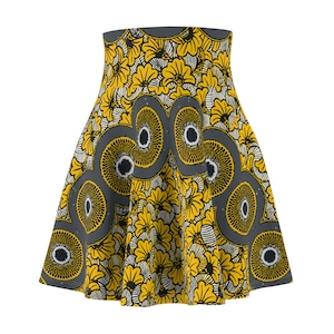 Ankara Women&#39;s Skater Skirt, African Print Flare Skirt, Colorful High Waisted Skirt, Ethnic Festival Skirt, Bohemian Fashion Apparel