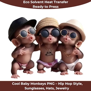 Cool Baby Monkeys Eco Solvent Heat Transfers & Ready to Press