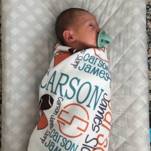 Personalized Baby Blanket, Newborn Swaddle Name Blankets, Monogrammed Blankie, Handmade Unique Baby Shower Gift, Monthly Milestone, Boy Girl