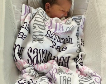 Personalized baby blanket Dot Minky baby blanket Newborn boy baby blanket Standard size Baby name blanket Swaddle Custom Baby Blanket