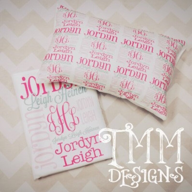Personalized Baby Name Pillowcase Blanket Monogrammed Gift Etsy