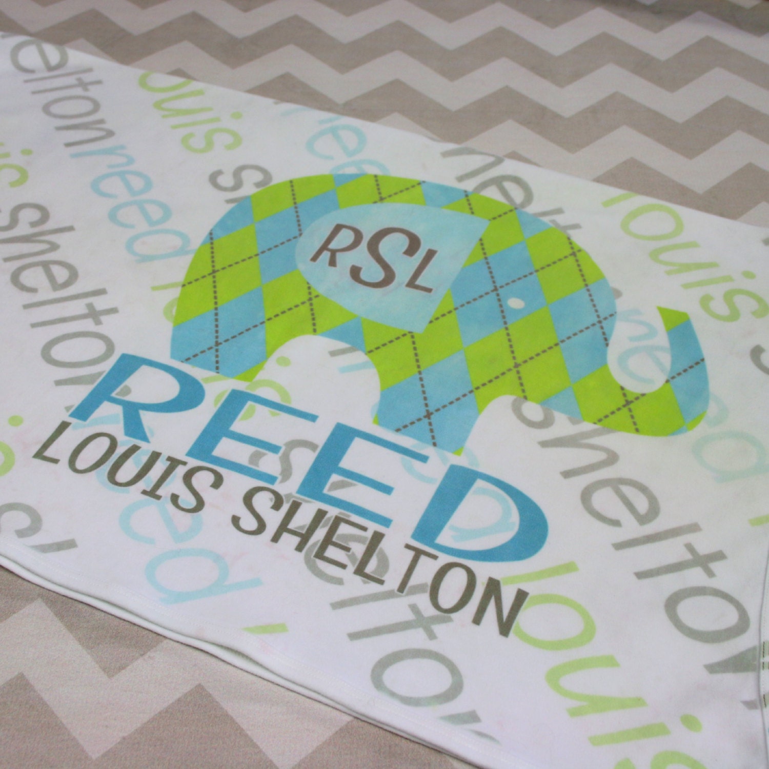 Personalized Baby Blanket Monogrammed Elephant Baby Blanket Etsy