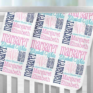 Personalized Baby Name Blanket, Monogrammed Newborn Blankets, Name Swaddle Receiving Blanket, Handmade Unqiue Baby Shower Gift, Milestone image 7