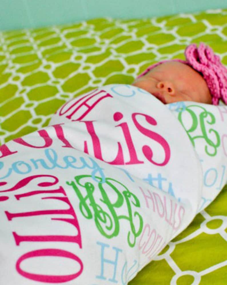 SALE of the Summer Personalized Baby Blanket Monogrammed Baby Blanket Name Blanket Swaddle Receiving Blanket Baby Shower Gift Photo Prop Bir