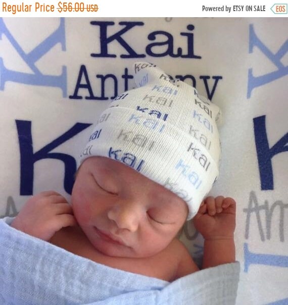 personalized newborn hat and blanket