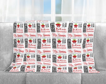 Personalized Teacher Throw Blanket, Custom Name Couch Blankets, Unique Gifts for Teachers, School Appreciation, Coaches Gift Travel Team