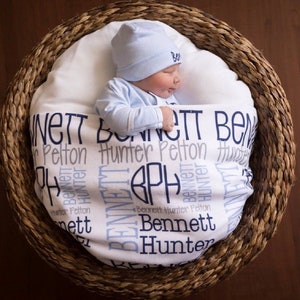 Personalisierte Baby-Namensdecke, Monogramm-Neugeborenendecken, Namenstuch-Empfangsdecke, handgemachtes einzigartiges Babypartygeschenk, Meilenstein