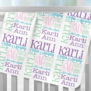 Personalized Baby Name Blanket, Monogrammed Newborn Blankets, Name Swaddle Receiving Blanket, Handmade Unqiue Baby Shower Gift, Milestone image 3