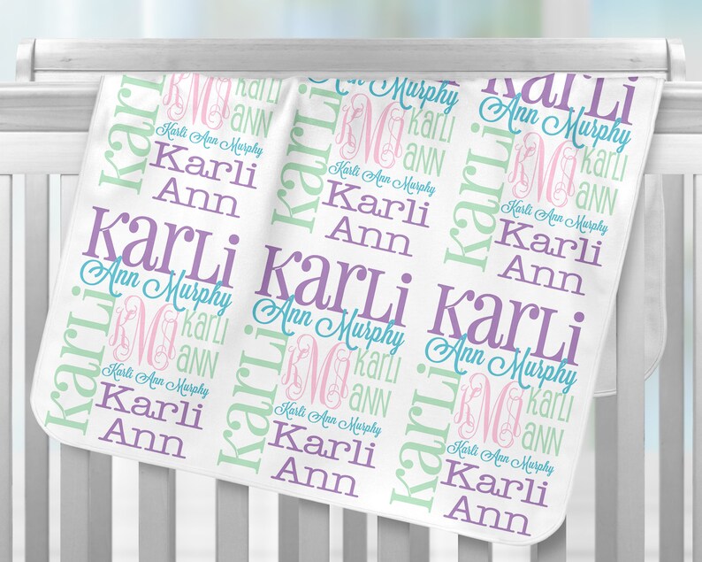 Personalized Baby Name Blanket, Monogrammed Newborn Blankets, Name Swaddle Receiving Blanket, Handmade Unqiue Baby Shower Gift, Milestone image 3