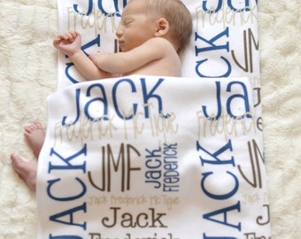 Personalized Baby Name Blanket, Monogrammed Newborn Blankets, Name Swaddle Receiving Blanket, Handmade Unqiue Baby Shower Gift, Milestone