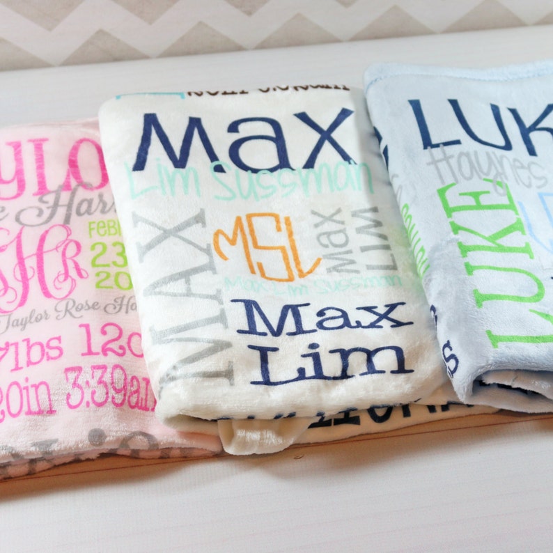 Personalized Baby Blanket Minky Cuddle Swaddle Blanket Etsy