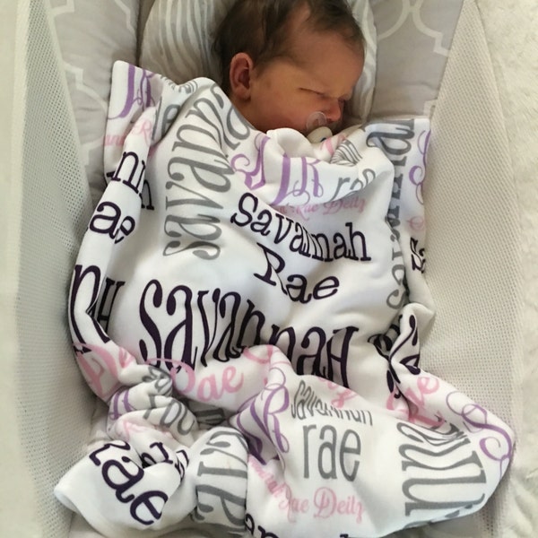 Personalisierte Babydecke, Monogramm Handgefertigte Decke, Benutzerdefinierte Name Swaddle Empfangen Decke, Einzigartige Babypartygeschenk Neugeborene, Kinder,für Sie