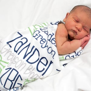 Personalisierte Baby-Namensdecke, Monogramm-Neugeborenendecken, Namenstuch-Empfangsdecke, handgemachtes einzigartiges Babypartygeschenk, Meilenstein