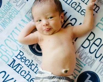 Personalized Baby Blanket, Monogram Handmade Blanket, Custom Name Swaddle Receiving Blanket, Unique Baby Shower Gift Newborn, Kids,for Her
