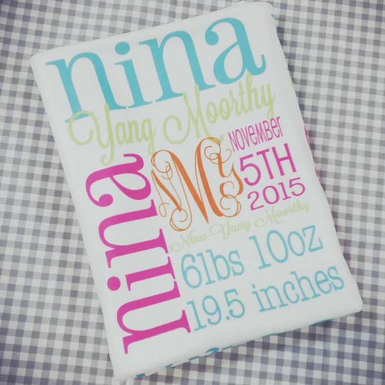 Personalized Baby Blanket Monogram Baby Blanket Name Receiving Etsy