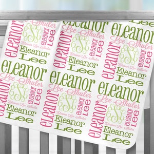 Personalized Baby Name Blanket, Monogrammed Newborn Blankets, Name Swaddle Receiving Blanket, Handmade Unqiue Baby Shower Gift, Milestone image 1