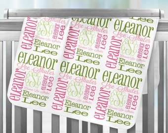 Personalized Baby Name Blanket, Monogrammed Newborn Blankets, Name Swaddle Receiving Blanket, Handmade Unqiue Baby Shower Gift, Milestone