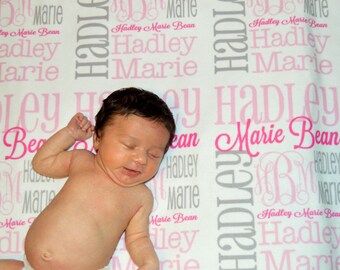 Name Blanket Swaddle, Handmade Baby Shower Gift, Monogram Baby Blanket, Personalized Kids Blanket, Unique Holiday Gift for Mom, Dad, Newborn