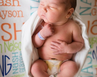 Personalized Baby Blanket: Custom Name Swaddle, Handmade Shower Gift