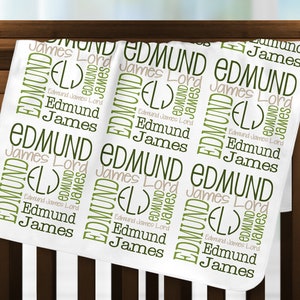 Personalized Baby Name Blanket, Monogrammed Newborn Blankets, Name Swaddle Receiving Blanket, Handmade Unqiue Baby Shower Gift, Milestone