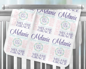 Personalized Baby Name Blanket, Monogrammed Newborn Blankets, Name Swaddle Receiving Blanket, Handmade Unqiue Baby Shower Gift, Milestone