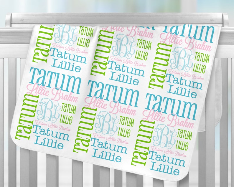 Tatum Monogram Personalized Baby Blanket With Name, Monogrammed Newborn Blankets ...