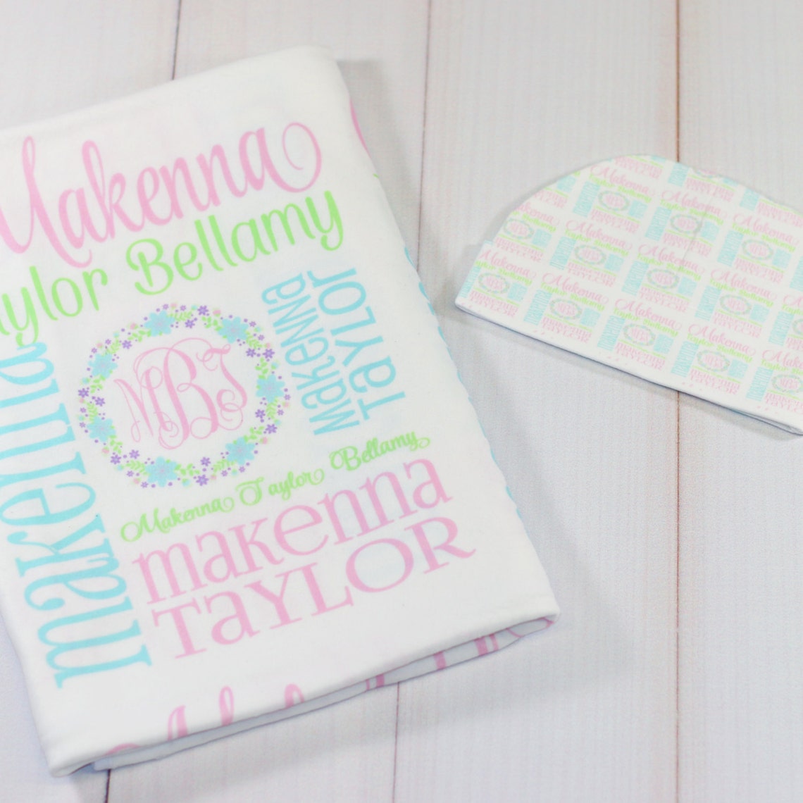 Personalized Baby Blanket and Hat Monogrammed Baby Blanket Etsy