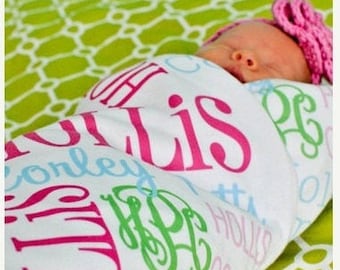 Personalized Baby Name Blanket, Monogrammed Newborn Blankets, Name Swaddle Receiving Blanket, Handmade Unqiue Baby Shower Gift, Milestone