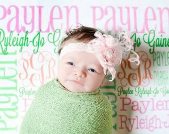 Personalized Baby Blanket, Monogrammed Blanket, Newborn Swaddle Name Blankets, Handmade Unique Baby Shower Gift, Monthly Milestone, Boy Girl