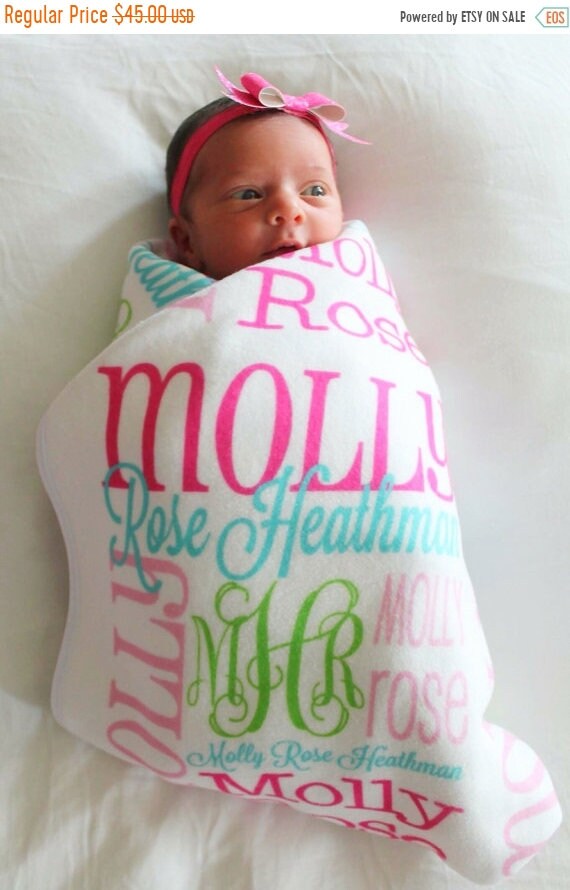 Summer SALE Personalized Baby Blanket Monogrammed Baby Blanket