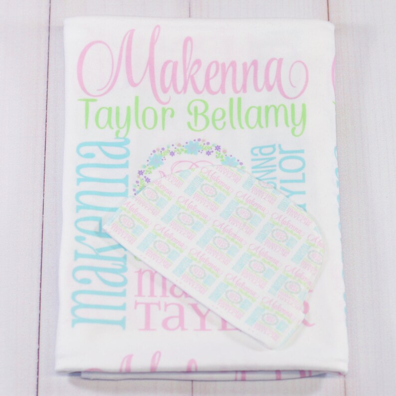 Personalized Baby Blanket and Hat Monogrammed Baby Blanket Etsy