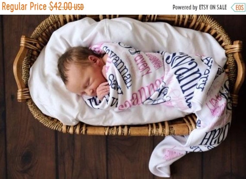 Anniversary SALE Personalized Baby Blanket Monogrammed Baby Blanket Name Blanket Swaddle Receiving Blanket Baby Shower Gift Photo Prop Birth