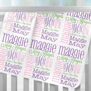 Personalized Baby Blanket, Newborn Swaddle Name Blankets, Monogrammed Blankie, Handmade Unique Baby Shower Gift, Monthly Milestone, Boy Girl image 4
