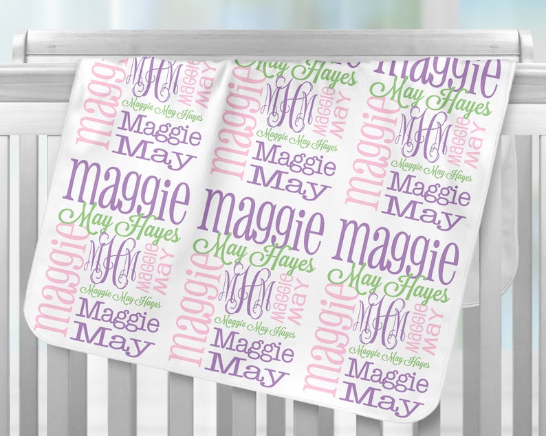 Personalized Baby Blanket, Newborn Swaddle Name Blankets, Monogrammed Blankie, Handmade Unique Baby Shower Gift, Monthly Milestone, Boy Girl image 4