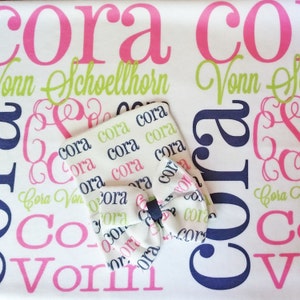 Personalized Baby Name Blanket and Bow Hat, Newborn Knit Hat Swaddle Blanket, Handmade Baby Shower Gift Set, Infant Knot Beanie Monogrammed