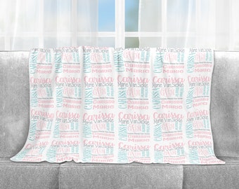 Personalized Throw Blanket, Custom Name Couch Blankets, Unique Gifts for Kids, Housewarming, Grandma, Mom, Dad, Couples, Home Decor Giftmode