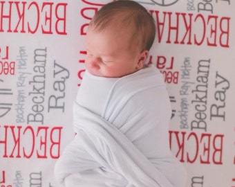 Baby Name Blanket, Monogram Blanket, Newborn Swaddle Blanket , Handmade Baby Shower Gift, Personalized Receiving Blanket Baby Boy Baby Girl