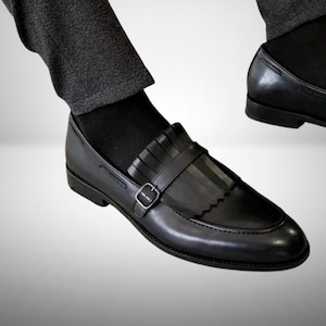 Black Handmade Bespoke Casual Loafers for Men | Custom Leather Loafers | Luxury Footwear