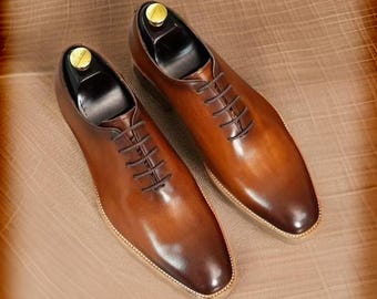 Handmade British Style Lace Up Formal Dress Mens Real Leather Oxfords Shoes