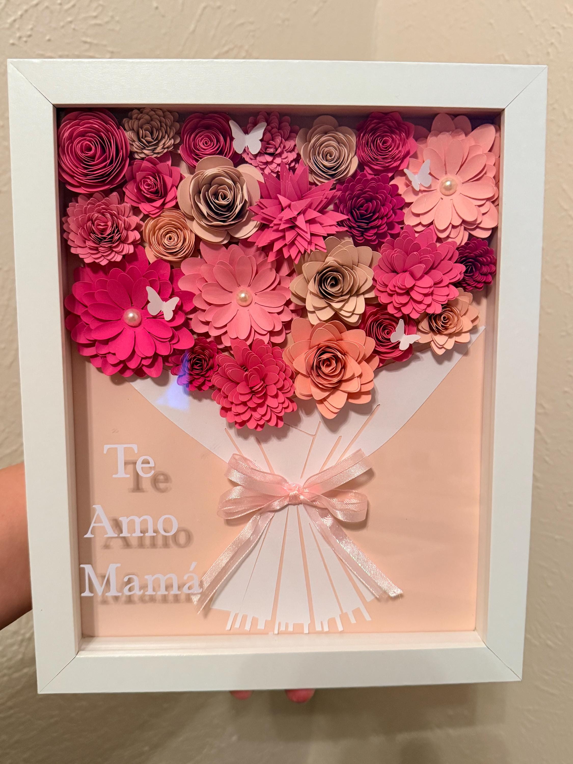 Flower Shadow Box Bouquet | Blush Pink Floral Wall Art, Butterflies ...