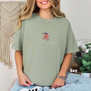 French Shrimp Shirt, Funny Shrimp Lover T-Shirt, Tiny French Shrimp & Croissant Fisherman Tee, Quirky Seafood Art image 7
