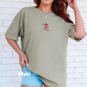 French Shrimp Shirt, Funny Shrimp Lover T-Shirt, Tiny French Shrimp & Croissant Fisherman Tee, Quirky Seafood Art Khaki